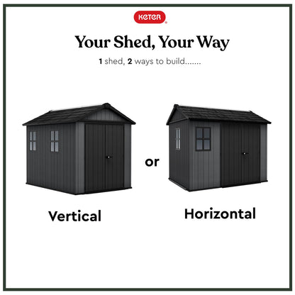 Newton Plus Apex Plastic Shed 7.5 × 9 ft Grey