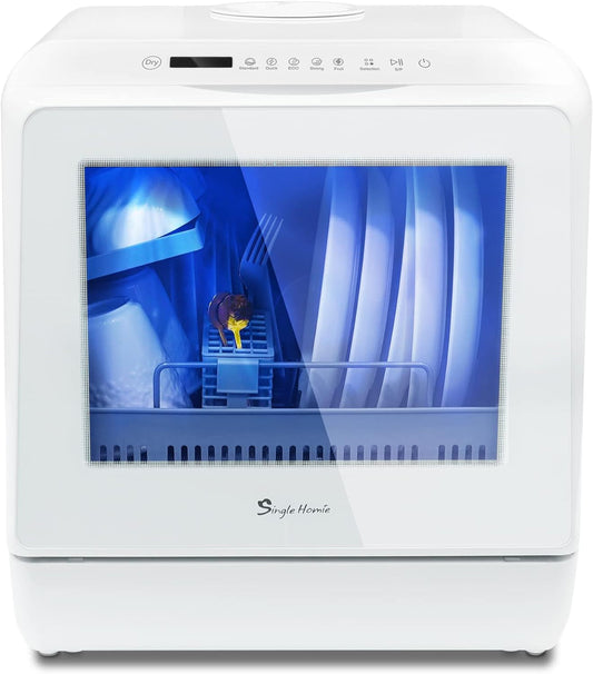 Mini Table Top Dishwasher – Portable Countertop Dishwasher, 6 Programs, 5L Water Tank, No Installation Required