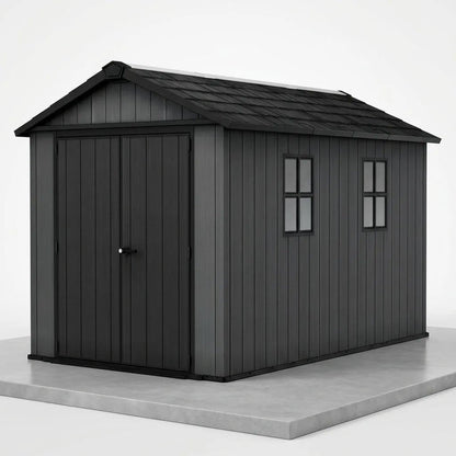 Newton 11’x7.5’ Plus Side Entry Plastic Shed Graphite