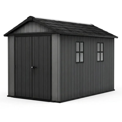 Newton 11’x7.5’ Plus Side Entry Plastic Shed Graphite