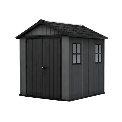 Newton 7’x7.5’ Plus Side Entry Plastic Shed Dark Grey