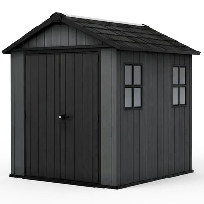 Newton 7’x7.5’ Plus Side Entry Plastic Shed Dark Grey